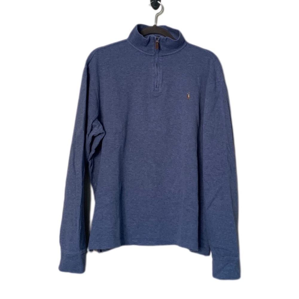 Polo pullover sweatshirt sweater blue zip up - Picture 3 of 11